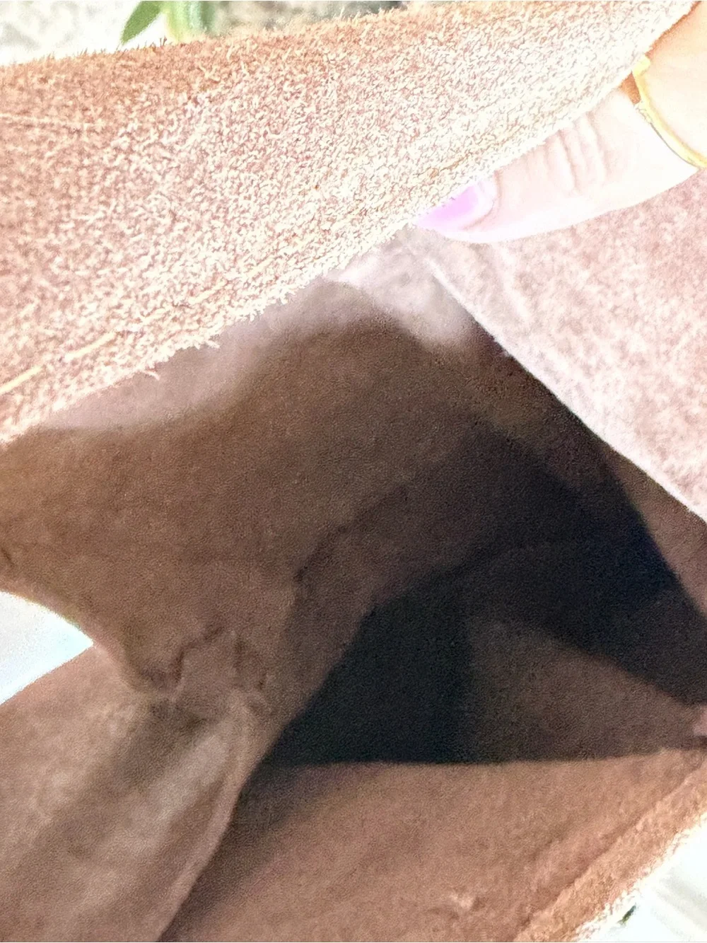 Brown Suede Shoulder Tote Bag